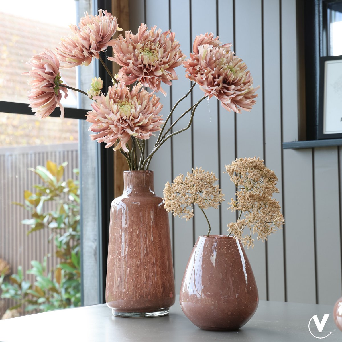 Design Glasvase Elite Braun – Handgefertigte Vase aus dickem Glas 35 c – MÄDCHENZIMMER