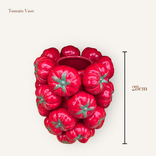 Handgemachte Tomatenvase – Keramik, 22 x 22 x 28 cm, Rote Dekoration für Zuhause