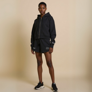 Crop Hoodie mit Reißverschluss "GGBH" - Weiss