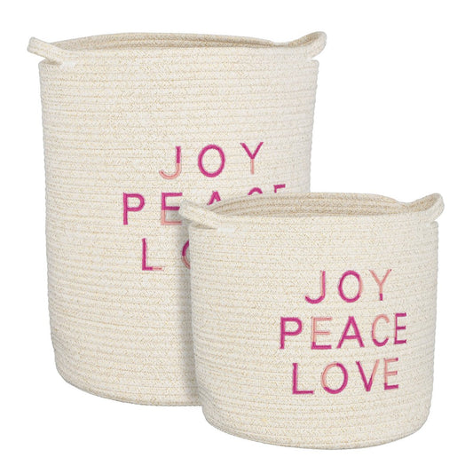 Storage basket - Set of 2 - H46 x Ø33 cm - Cotton - White