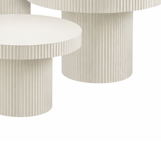 Mica Decorations Lux Beistelltisch Set 3er – Runde Metall Beistelltische in Gebrochenem Weiß, Moderne Couchtische Ø50–70 cm