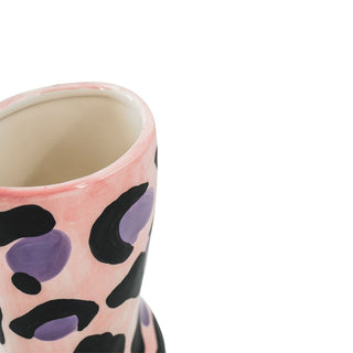 Leoparden-Stiefelvase – Housevitamin-Ceramics- Pink/ Orange-18x8x24 cm