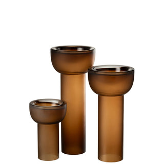 Vase & Kerzenständer Yoko Glas Braun – Großes 2-in-1 Designobjekt von J-Line