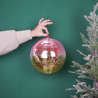 Weihnachtsdekoration – Weihnachtshänger – Discokugel – Schaumstoff – Rosa/Gold – 25 x 25 x 25 cm