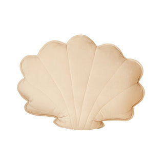 Moi Mili Muschelkissen in Creme – Weiches Samt-Kissen für Kinderzimmer & Wohnzimmer – Handgemacht, waschbar & allergikerfreundlich