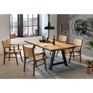 SIT Möbel Teak Armlehnstuhl mit Wiener Geflecht – Rattan Stuhl Natur