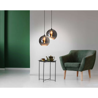 Pendelleuchte "VASO", Kugellampe Glas, Hängelampe, Metall und Rauchglas in Anthrazit, E27-Fassung, für Esszimmer, Wohnzimmer, Diele oder Büro, mit einem Øvon 25 cm