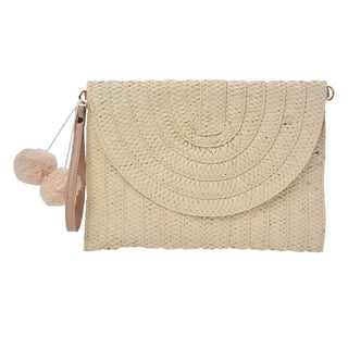 Boho Clutch Handtasche Damen Beige 27x3x20 cm