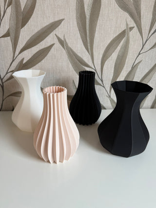 VASE 3D bauchig glatt schwarz