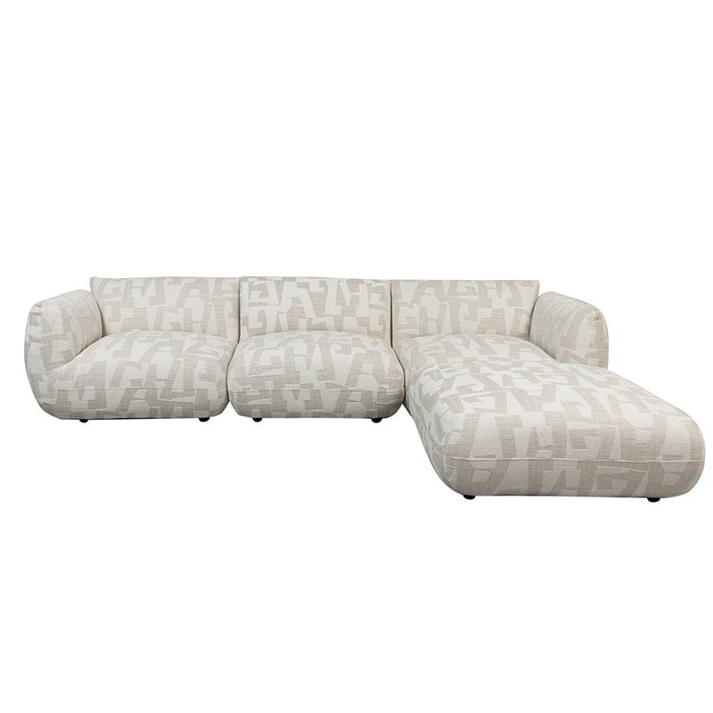 Sofa Amsterdam 4-Sitzer + Ottomane Weiße Glyphen