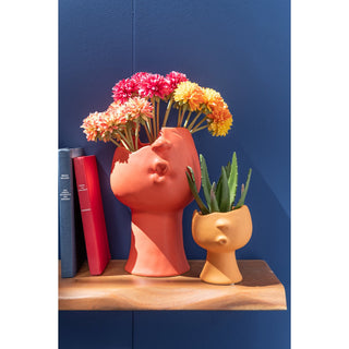 Porzellanvase von J-Line in terracotta – Dekorative Blumenvase 30 cm