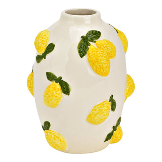 Vase Zitronen Dekor aus Keramik, Gelb (B/H/T) 12x15x12cm