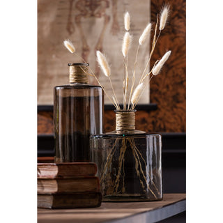 Große braune Glasvase von J-Line – Moderne Design Vase Ø 35 cm
