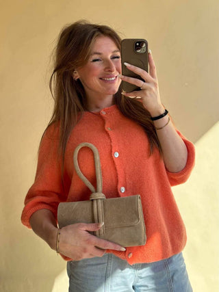 Leo Wildleder Umhängetasche Beige