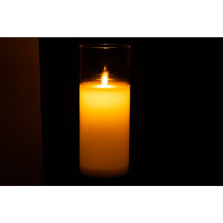 LED Kerze im Glas Transparent – Große LED Deko-Kerze 25 cm von J-Line
