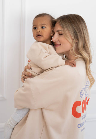 Mini Sweatshirt “Cacao before Chaos” beige