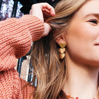 Statement Ohrring 3 Herzen - Silber