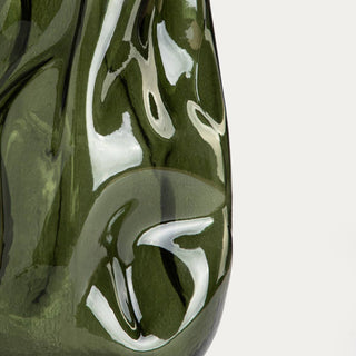 Vase | EVARA | grün geriffeltes Glas | 16x27 cm