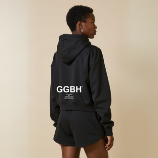 Crop Hoodie mit Reißverschluss "GGBH" - Black