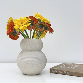 Moderne Keramik Vase Weiß – Geometrische Design Vase für Trockenblumen & Wohnzimmer Deko