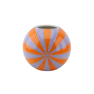Bunte Swirl-Vase aus Dolomit – Verspielte Wirbel-Dekovase | Housevitamin - Orange/Lila - 15x15x13,5 cm