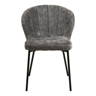 Roanne Dining Chair – Moderner Esszimmerstuhl Grau mit schwarzen Metallbeinen | Polsterstuhl Küche & Esstisch – 2er-Set
