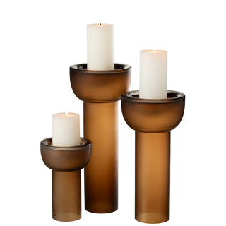 Vase & Kerzenständer Yoko Glas Braun – Großes 2-in-1 Designobjekt von J-Line
