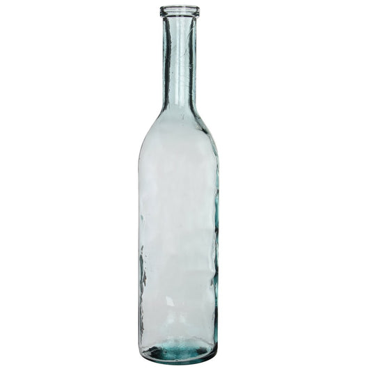 Vase - schlanke Flaschenform H100 x Ø21 cm - recyceltes Glas - Transparent