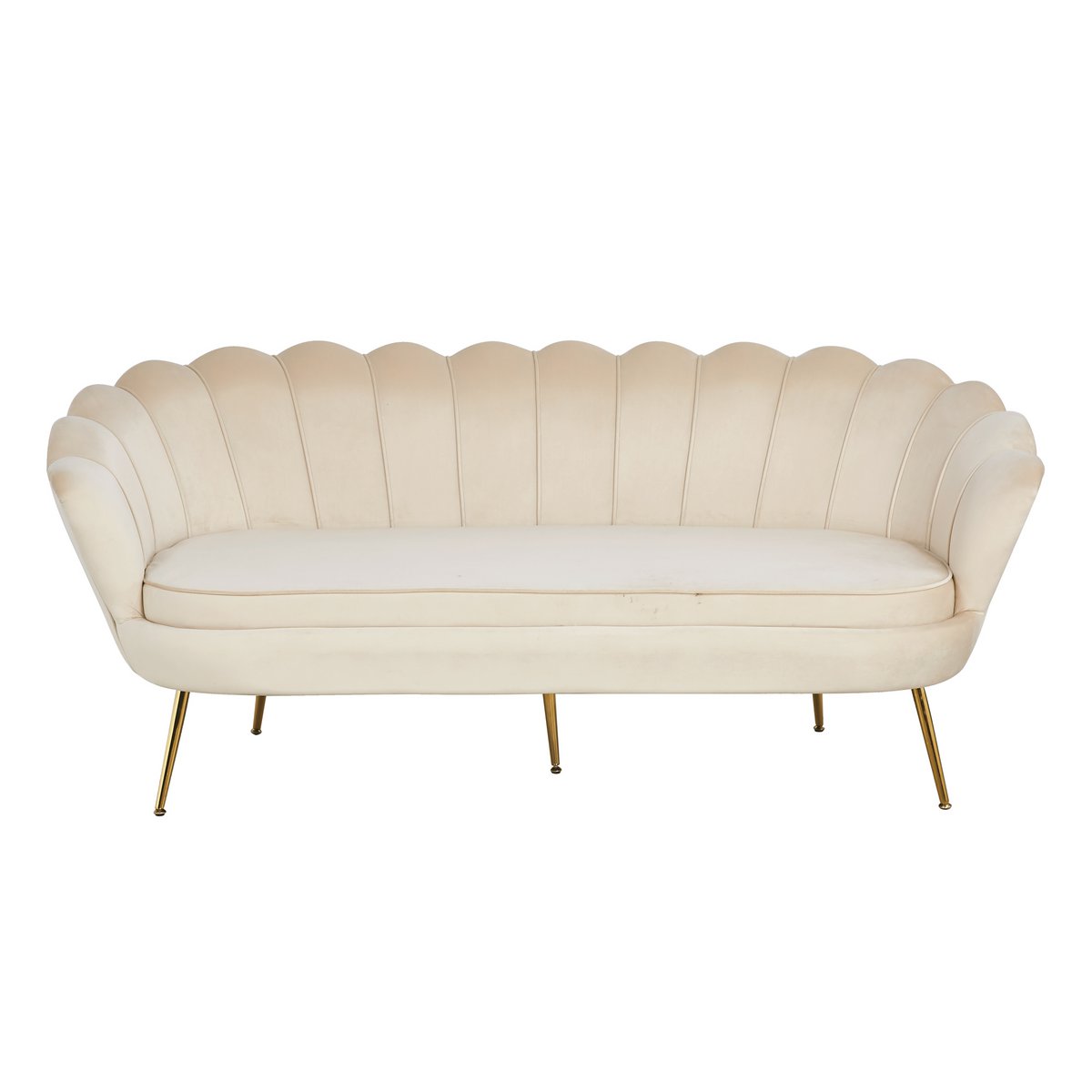 Muschelsofa 3-Sitzer aus Samt Beige