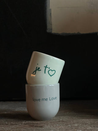 Kaffeebecher Keramik „Love me love“ türkis