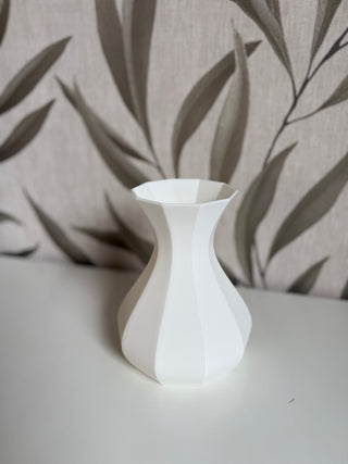 VASE 3D bauchig glatt weiß
