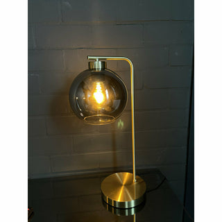 Xandy Tischlampe Gold – Moderne Designer Tischleuchte mit Rauchglas Ø20xH50 cm