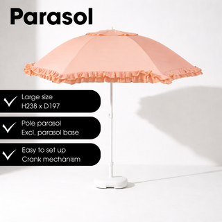 Sonnenschirm Pfirsich mit Rüschen – Outdoor Deko modern Balkon & Terrasse Ø195 cm