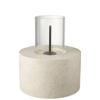 J-Line Tischkamin Bio-Ethanol Rund Grau – Moderner Design Tischkamin aus MgO/Zement 51 cm