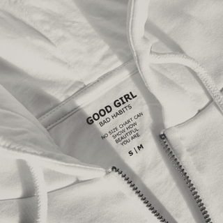 Crop Hoodie mit Reißverschluss "GGBH" - Weiss