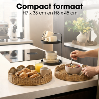 Eleta Rattan Tablett Set rund Braun 2er-Set – Serviertablett & Deko Tablett Mica Decorations