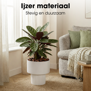 Mica Decorations Lux Blumentopf Ø31,5 cm – Großer Metall Blumentopf in Gebrochenem Weiß, Moderner Pflanztopf für Wohnzimmer & Interior