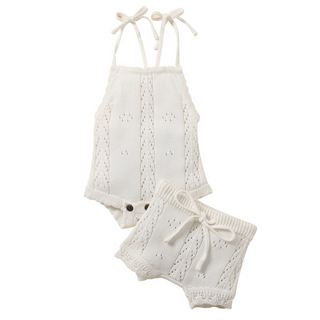 Baby Zweiteiler aus Feinstrick Baumwolle – Sommer Outfit mit Body & Hose – Annie&Charles