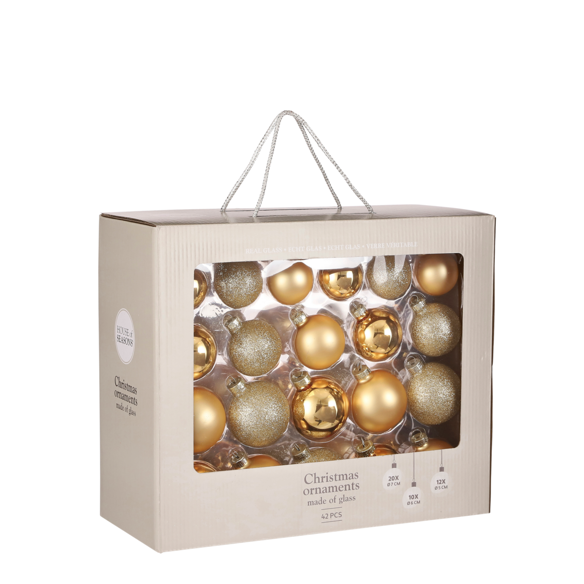 Christmas Balls Set - 42 Pieces - Ø7 cm - Glass - Gold