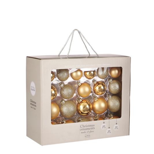 Christmas Balls Set - 42 Pieces - Ø7 cm - Glass - Gold