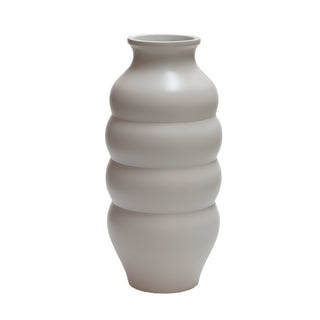 Moderne Metallvase Carmen kugelförmig Beige/Weiß – Vase The World – 30 cm