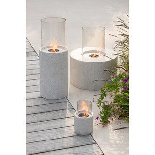 J-Line Tischkamin Bio-Ethanol Rund Grau – Moderner Design Tischkamin aus MgO/Zement 51 cm