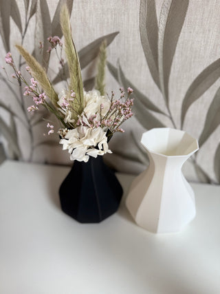 VASE 3D bauchig glatt weiß