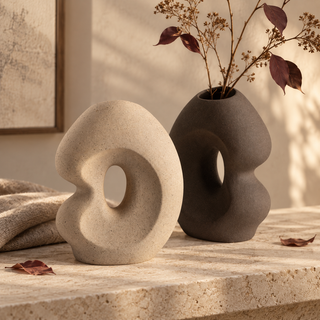 Vase | BELLARO | braune Keramik mit einem Loch