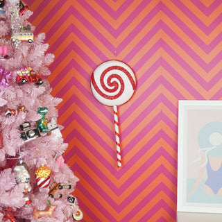 Weihnachtsdekoration - Lolly Pop - Schaumstoff - Weiß/Rot - 25x63cm