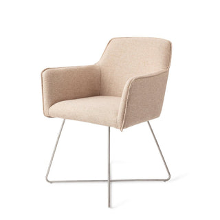 Jesper Home Hofu Esszimmerstuhl mit Armlehne – moderner Polsterstuhl in Braun & Beige