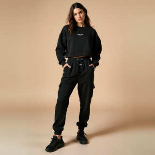 Cropped Oversized Crewneck Sweatshirt – Boxy Fit mit Kangaroo-Taschen | GOOD GIRL BAD HABITS