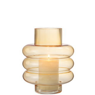 Glasvase Gelb 22,5 cm – Blumige Designvase aus Glas von J-Line