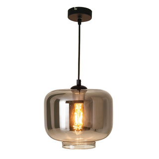 Pendelleuchte "VASO", Retro, Hängelampe, Metall und Rauchglas in Anthrazit, E27-Fassung, für Esszimmer, Wohnzimmer, Diele oder Büro, mit einem Øvon 25 cm