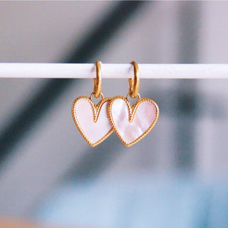 Creolen in Herzform  mit Perlmutt